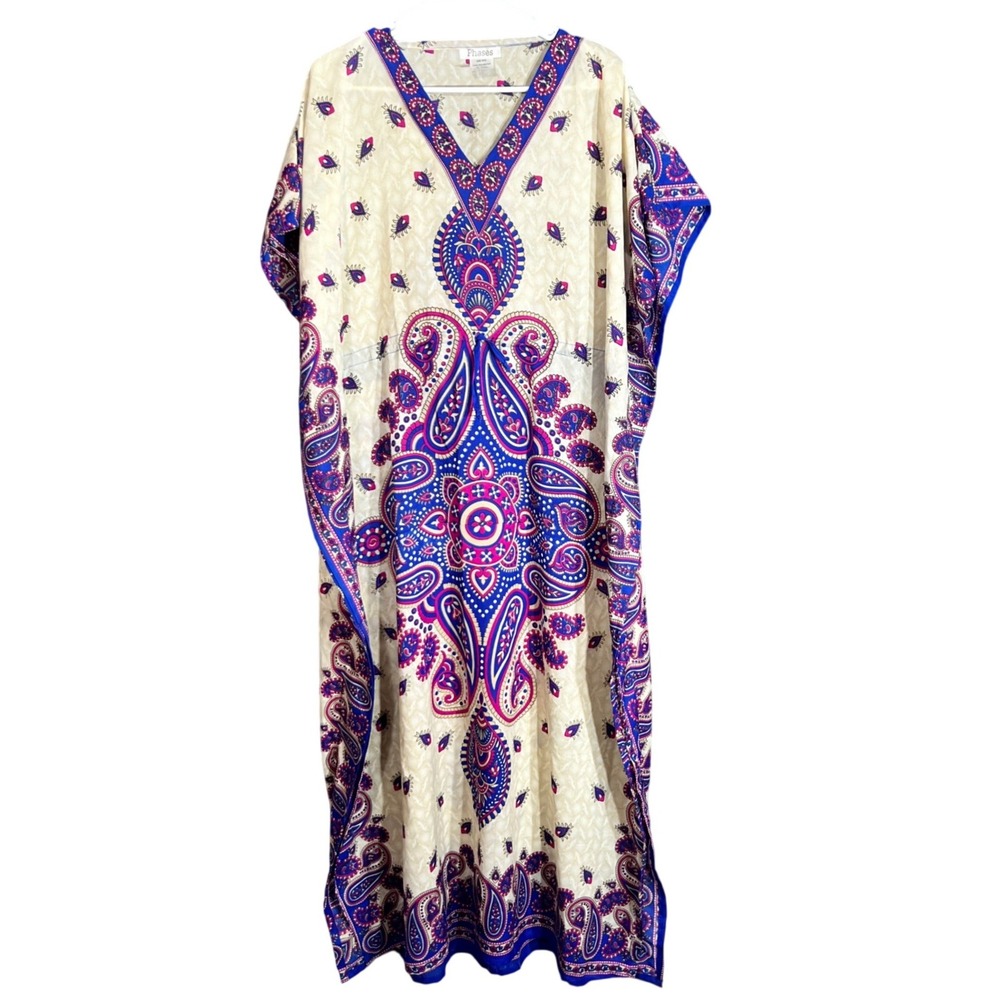 Phases Womens One SIze Kaftan Dress Paisley Boho Festival Maxi Caftan Loungewear - Picture 2 of 14